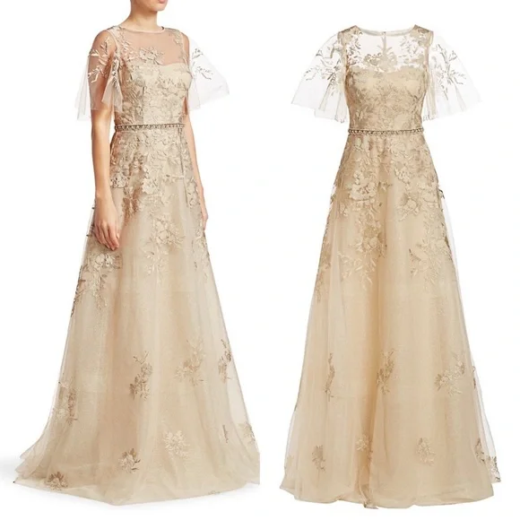 chinese dress ladies Embroidered Lace Illusion Gown main image 1